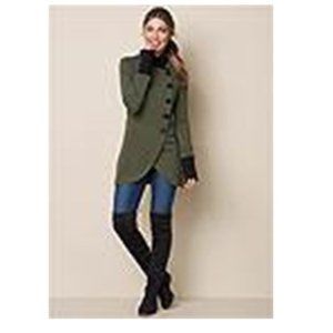 Knit Asymmetrical Button-Front Jacket